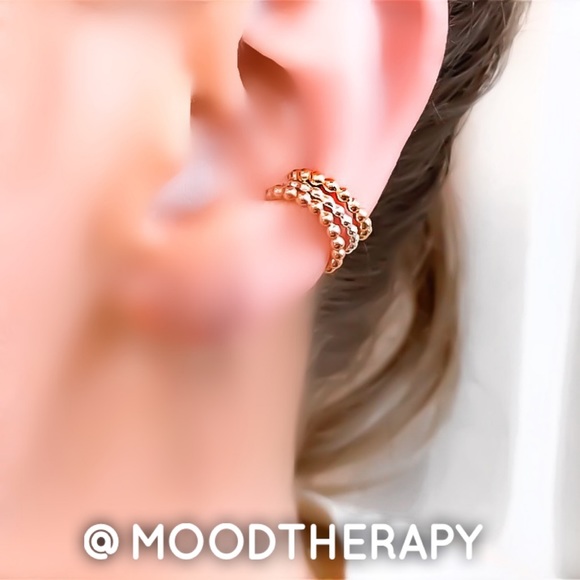 3 PACK! Fake/Faux Cartilage/Conch Earrings Non Pierced Beaded Clip On Ear Cuffs - Picture 2 of 5